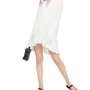 NWOT Free People White Boho Tunic / Mini Dress | Long Bell Sleeves | Size S